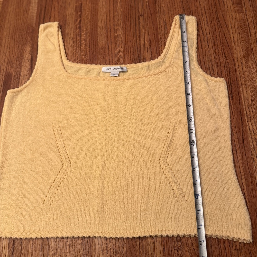 ST. JOHN Knit Vintage Y2K Crop light yellow Sweater Tank Top, size medium - Picture 8 of 9